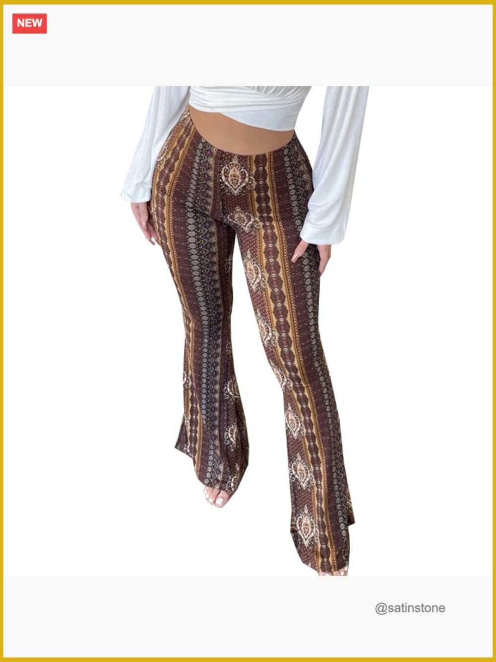 High Waisted Flare Yoga Leggings Wide Leg Bell Bottoms Pants - Picture 4 of 4